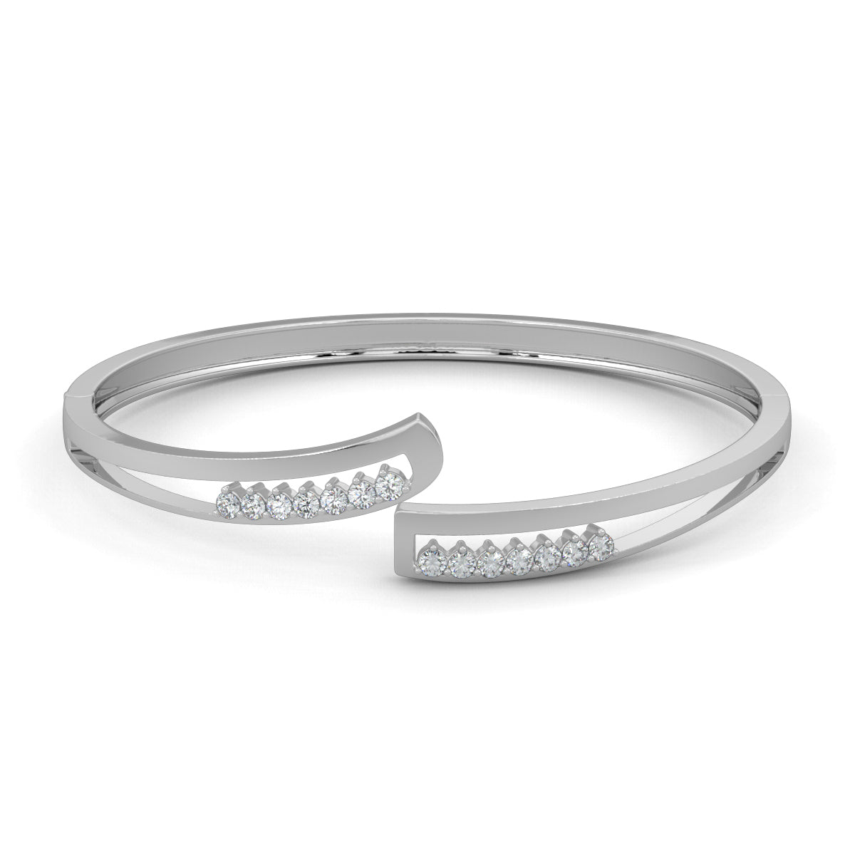 White Gold, Diamond Bracelet, Natural diamond bracelet, Lab-grown diamond bracelet, Luminous diamond twist bracelet, Open band bracelet, Round diamonds, Diamond jewelry, Fashion accessory, Luxury bracelet