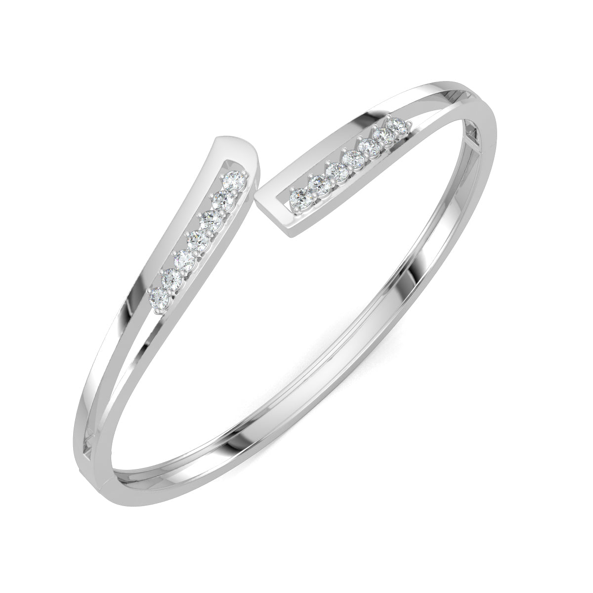 White Gold, Diamond Bracelet, Natural diamond bracelet, Lab-grown diamond bracelet, Luminous diamond twist bracelet, Open band bracelet, Round diamonds, Diamond jewelry, Fashion accessory, Luxury bracelet