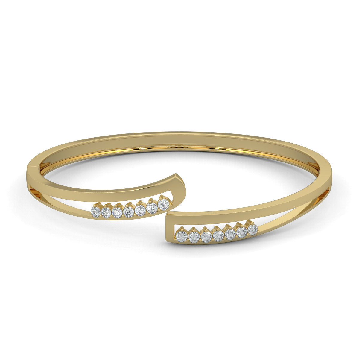 Yellow Gold, Diamond Bracelet, Natural diamond bracelet, Lab-grown diamond bracelet, Luminous diamond twist bracelet, Open band bracelet, Round diamonds, Diamond jewelry, Fashion accessory, Luxury bracelet