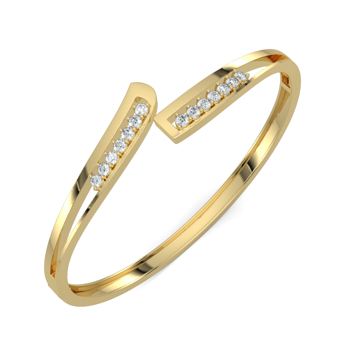 Yellow Gold, Diamond Bracelet, Natural diamond bracelet, Lab-grown diamond bracelet, Luminous diamond twist bracelet, Open band bracelet, Round diamonds, Diamond jewelry, Fashion accessory, Luxury bracelet