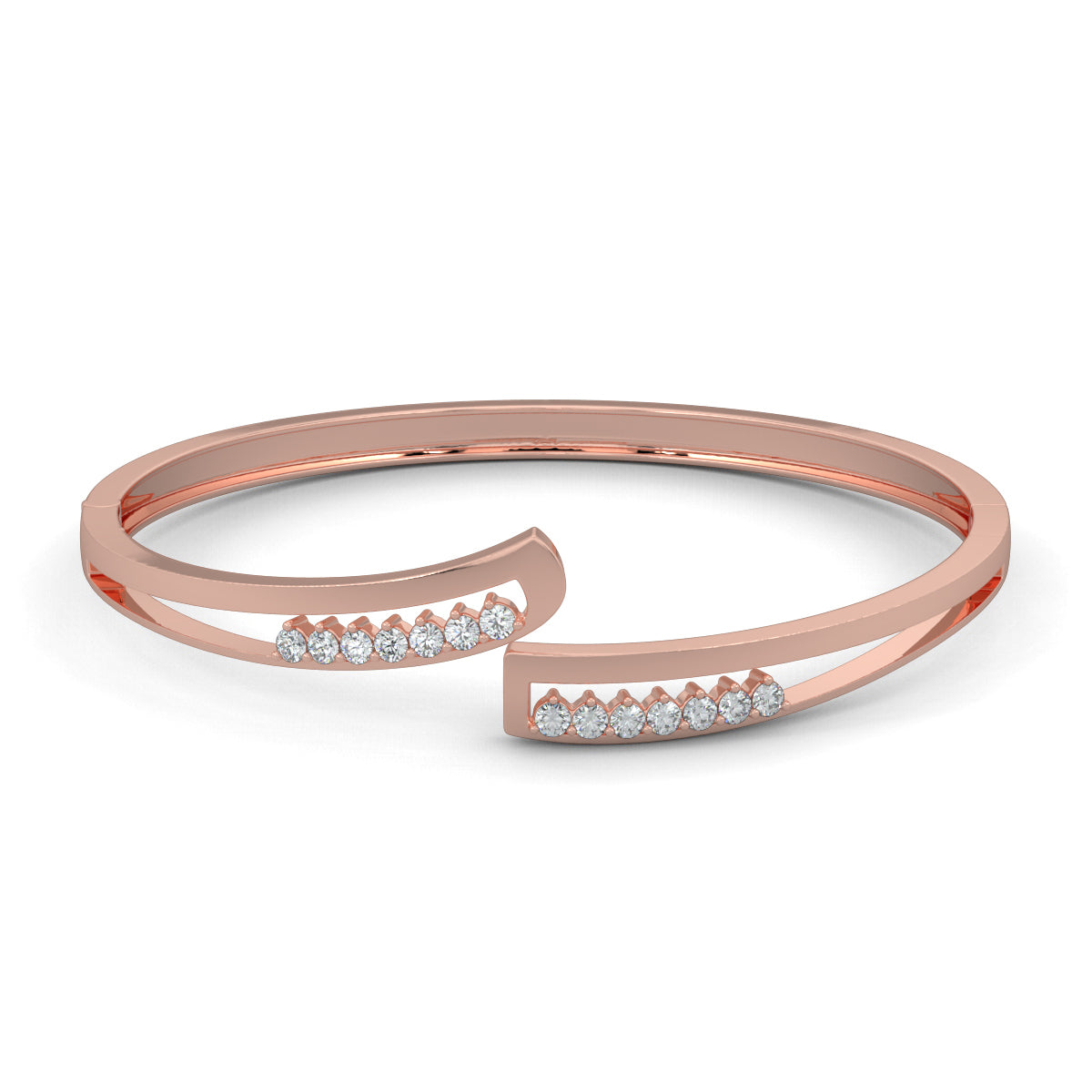 Rose Gold, Diamond Bracelet, Natural diamond bracelet, Lab-grown diamond bracelet, Luminous diamond twist bracelet, Open band bracelet, Round diamonds, Diamond jewelry, Fashion accessory, Luxury bracelet