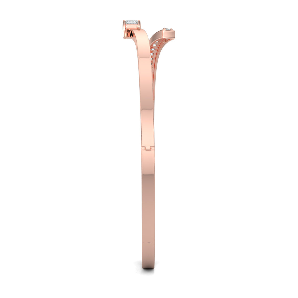 Rose Gold, Diamond Bracelet, Natural diamond bracelet, Lab-grown diamond bracelet, JewelCurve Diamond Bracelet, oval bracelet, princess-cut diamond, round diamonds, elegant jewelry, luxury bracelet, open band design, statement accessory
