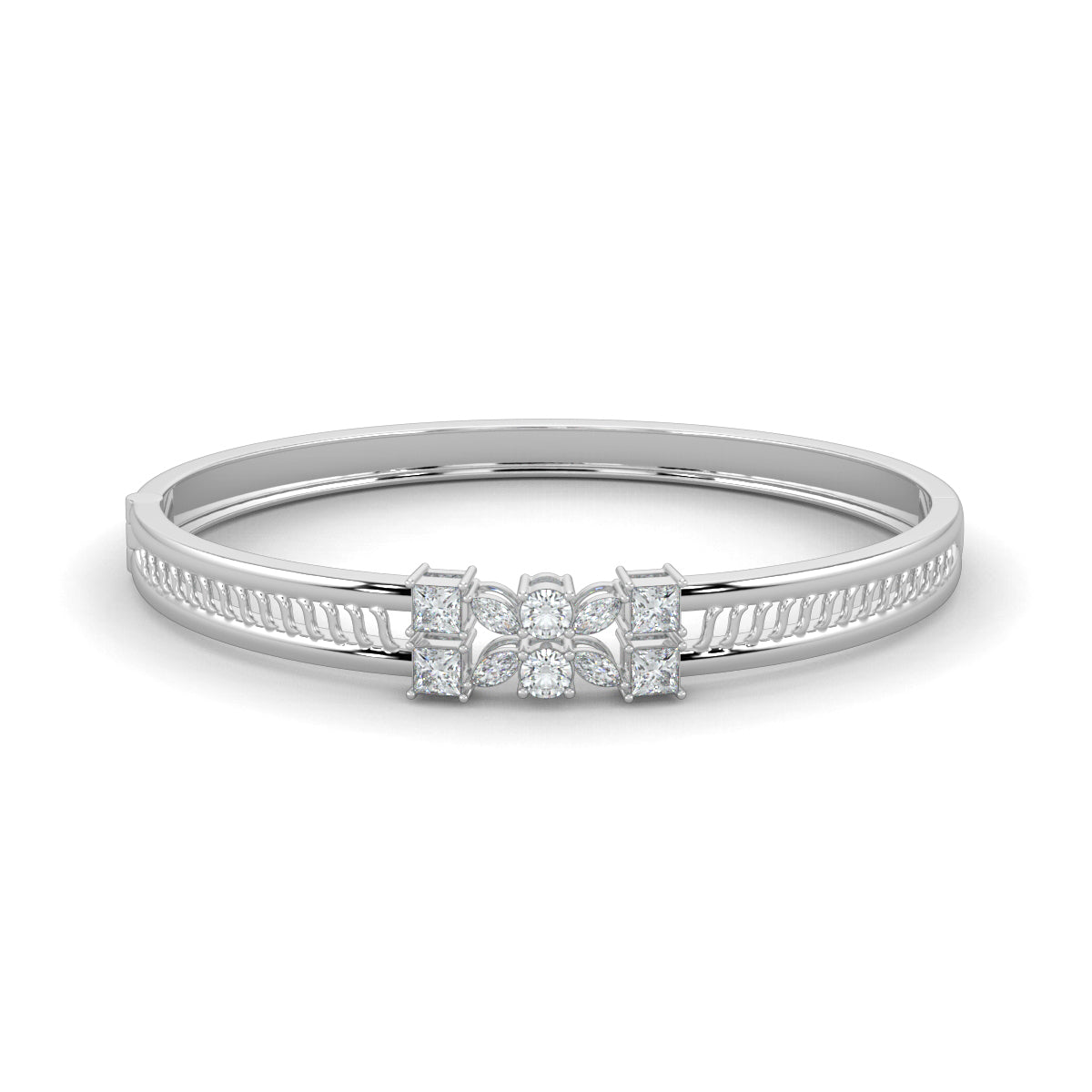 White Gold, Diamond Bracelet, Crown Glimmer Bracelet, Natural Diamonds, Lab-Grown Diamonds, Princess Cut Diamonds, Marquise Diamonds, Round Diamonds, Luxury Jewelry, Statement Bracelet, Fashion Accessories