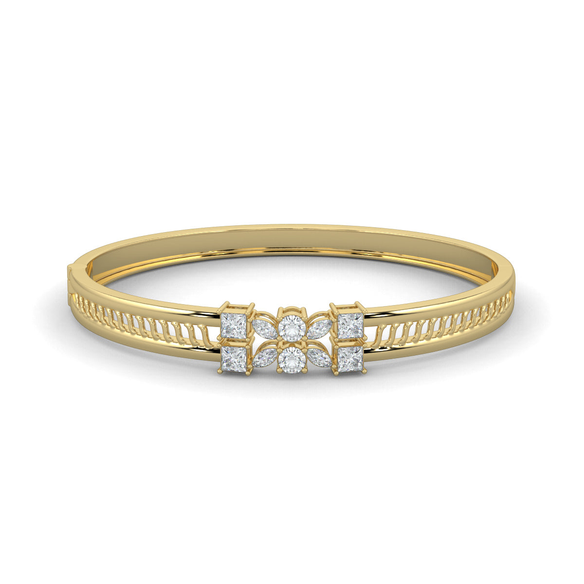 Yellow Gold, Diamond Bracelet, Crown Glimmer Bracelet, Natural Diamonds, Lab-Grown Diamonds, Princess Cut Diamonds, Marquise Diamonds, Round Diamonds, Luxury Jewelry, Statement Bracelet, Fashion Accessories