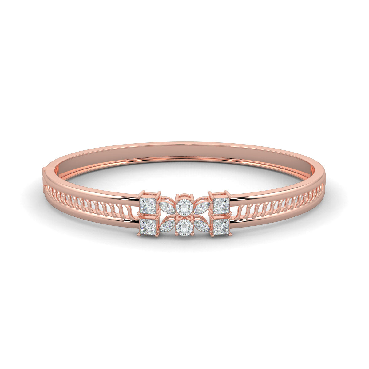 Rose Gold, Diamond Bracelet, Crown Glimmer Bracelet, Natural Diamonds, Lab-Grown Diamonds, Princess Cut Diamonds, Marquise Diamonds, Round Diamonds, Luxury Jewelry, Statement Bracelet, Fashion Accessories