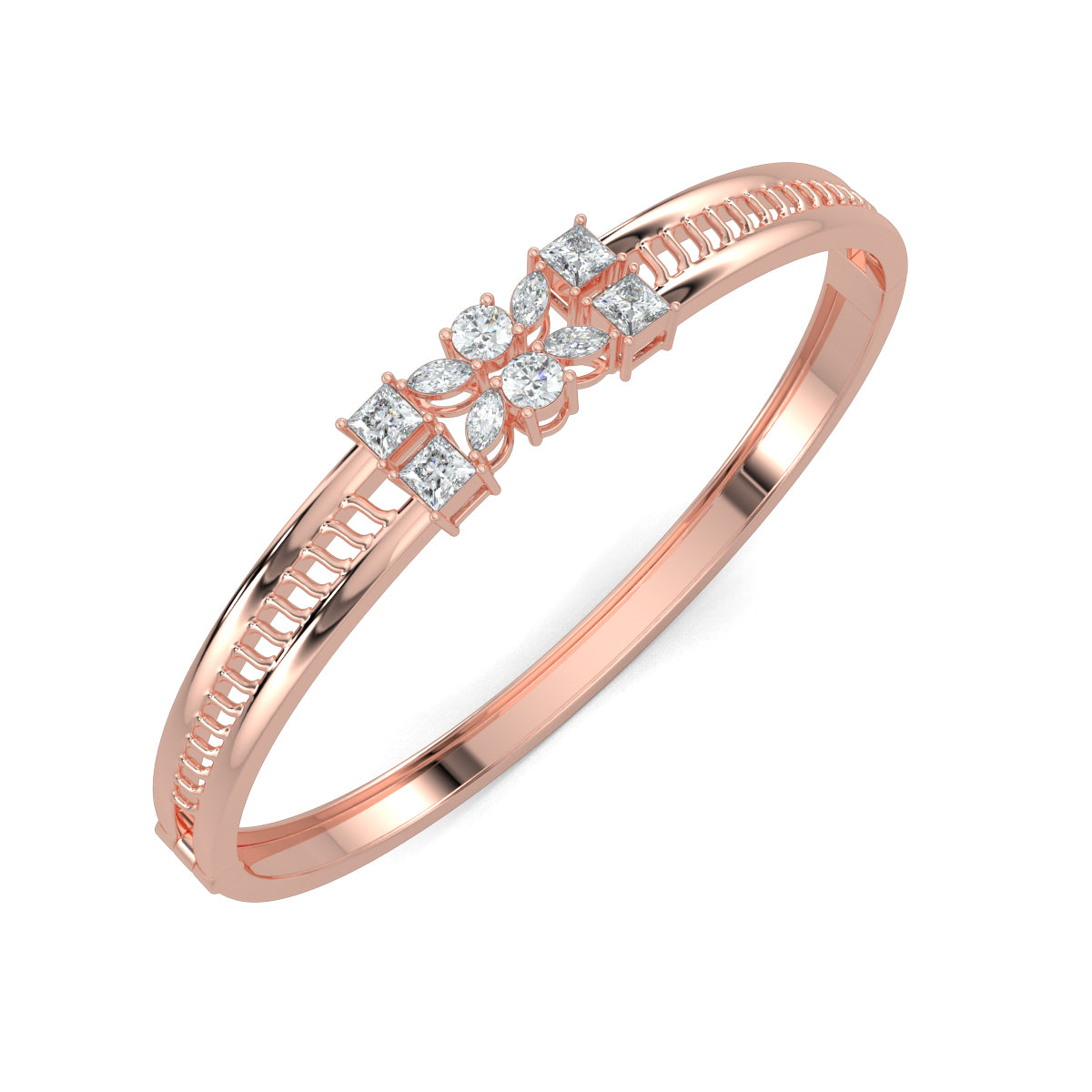Rose Gold, Diamond Bracelet, Crown Glimmer Bracelet, Natural Diamonds, Lab-Grown Diamonds, Princess Cut Diamonds, Marquise Diamonds, Round Diamonds, Luxury Jewelry, Statement Bracelet, Fashion Accessories