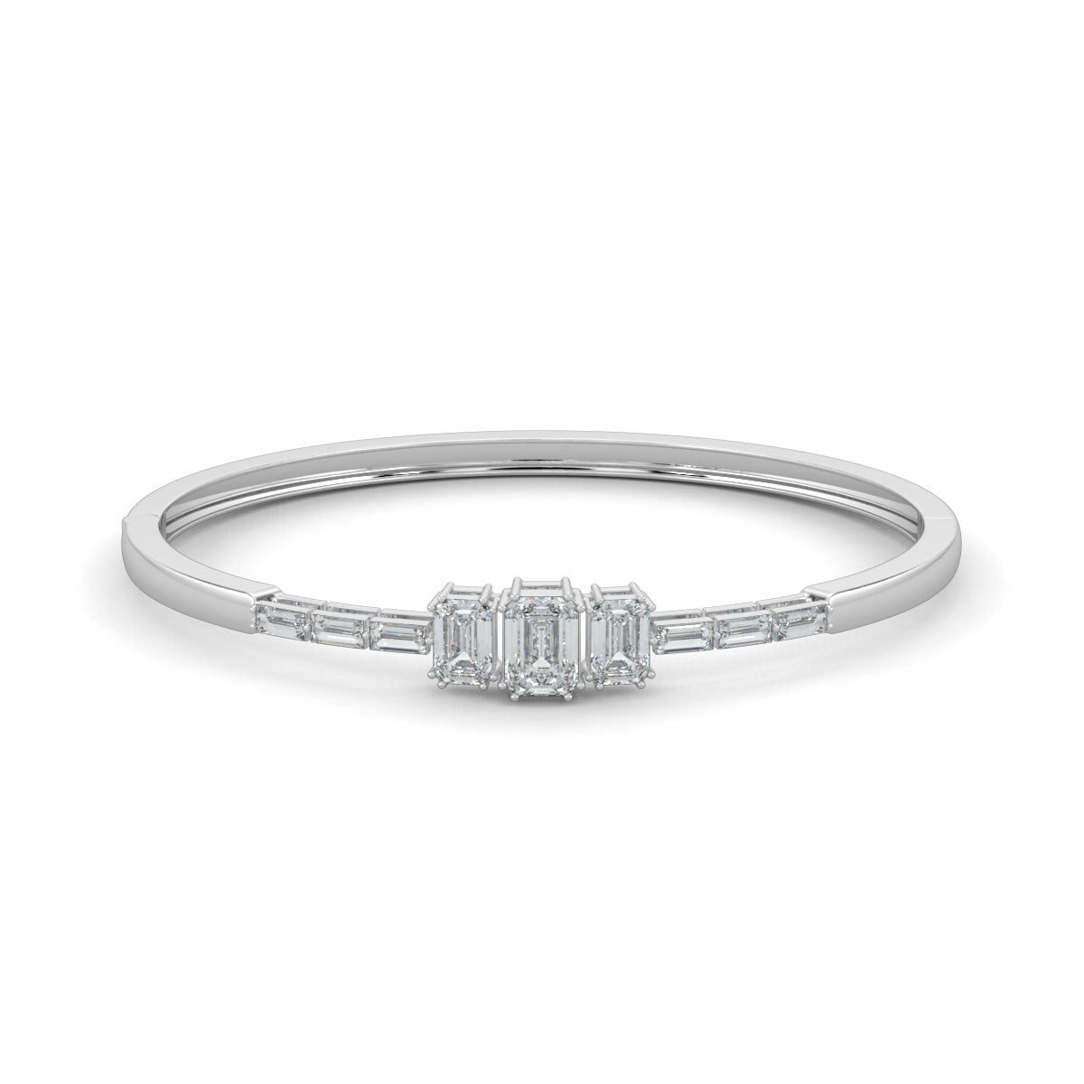 White Gold, Diamond Bracelet, natural diamonds, lab-grown diamonds, oval bracelet, emerald diamond, baguette diamonds, opulent jewelry, luxury bracelet