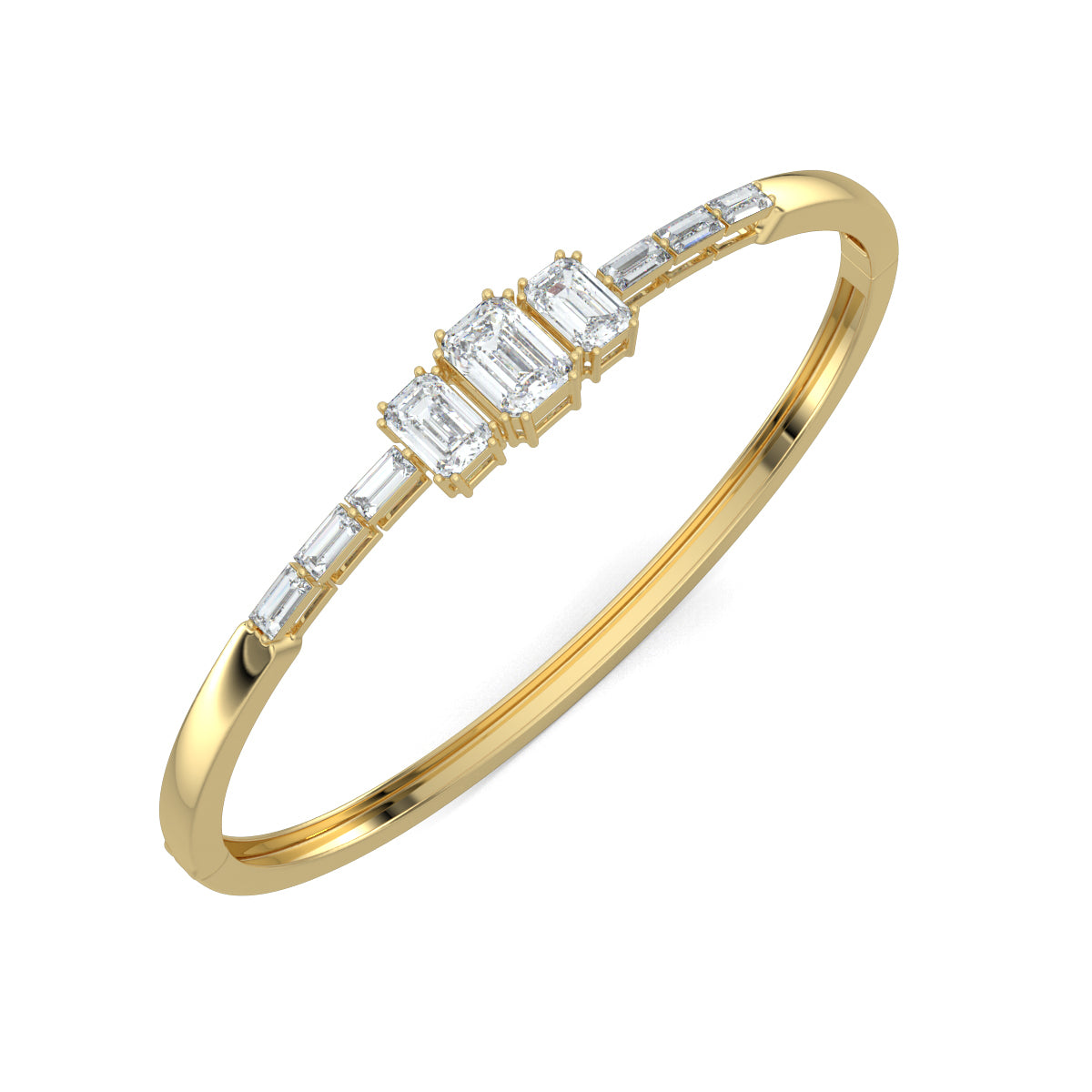 Yellow Gold, Diamond Bracelet, natural diamonds, lab-grown diamonds, oval bracelet, emerald diamond, baguette diamonds, opulent jewelry, luxury bracelet