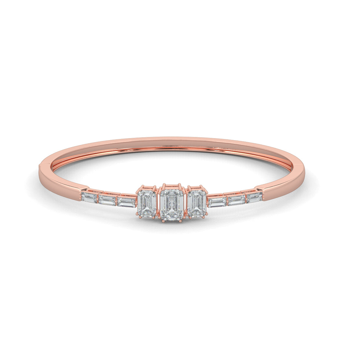 Rose Gold, Diamond Bracelet, natural diamonds, lab-grown diamonds, oval bracelet, emerald diamond, baguette diamonds, opulent jewelry, luxury bracelet
