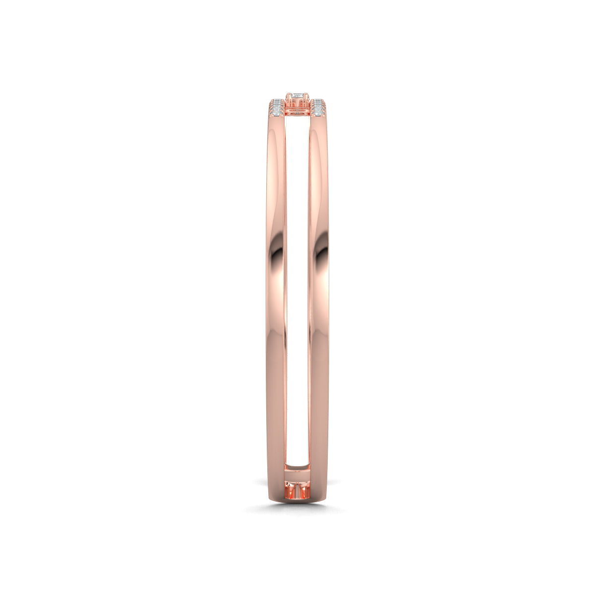 Rose Gold, Diamond Bracelet, Natural diamond bracelet, Lab-grown diamond bracelet, Trinity Sparkle Kada Bracelet, Diamond pave bracelet, Three round diamond kada, Elegant diamond jewelry, Luxury bracelet with diamonds