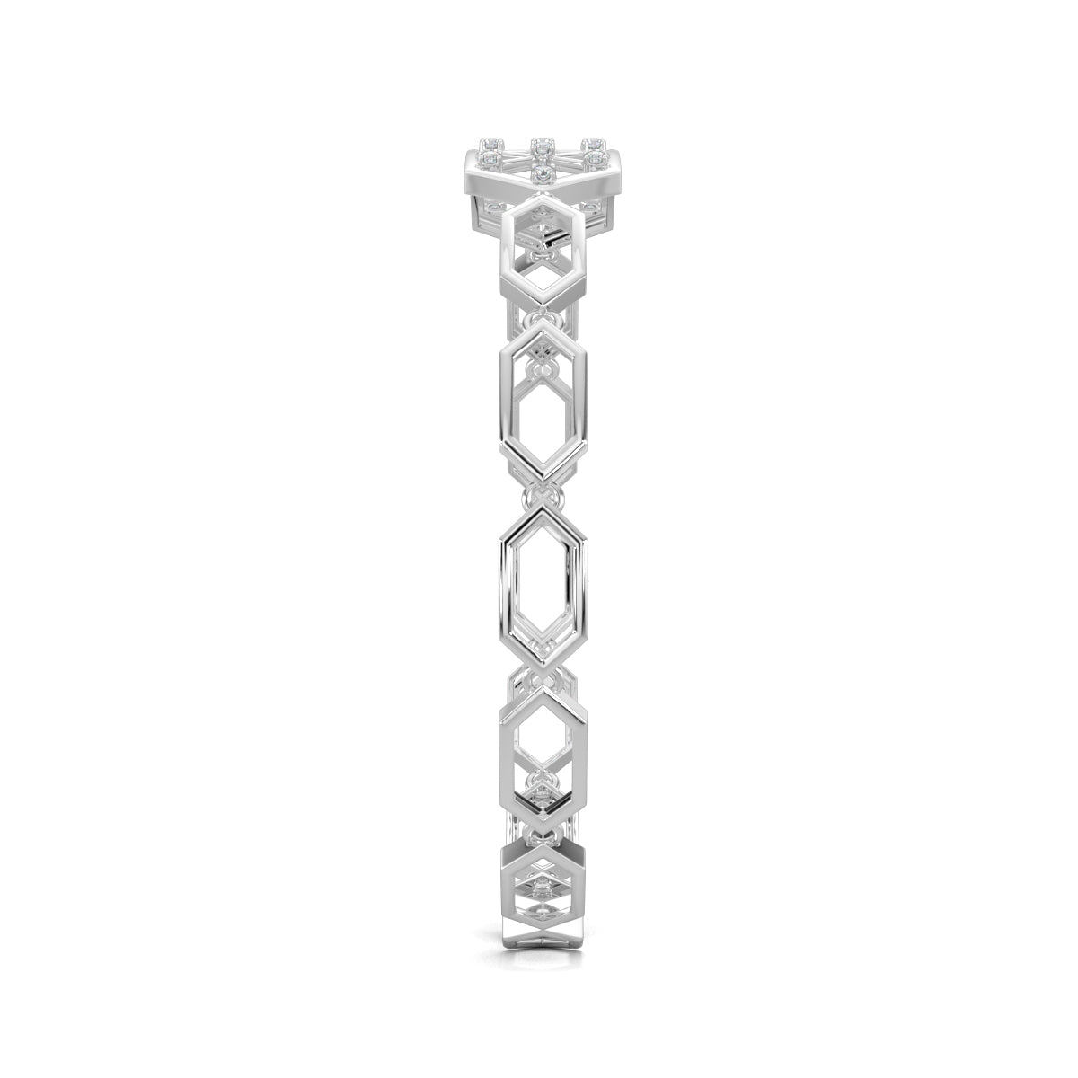 White Gold, Diamond Bracelet, Crystalline Hex Bracelet, Natural diamonds, lab-grown diamonds, hexagonal bracelet, six-sided links, diamond chain bracelet, luxury bracelet
