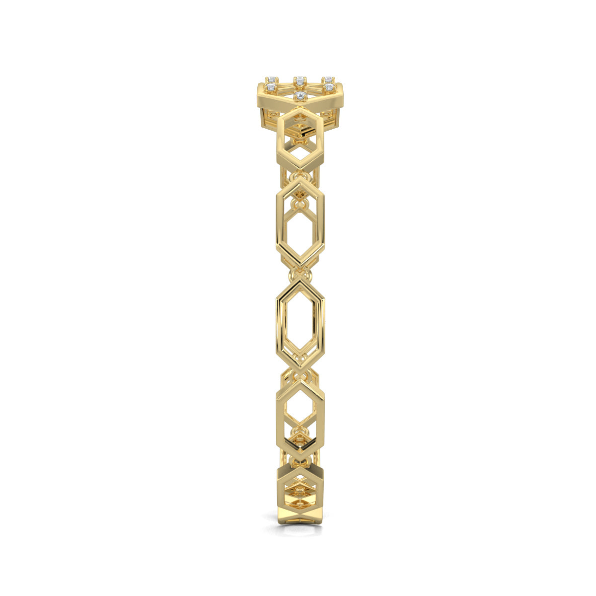 Yellow Gold, Diamond Bracelet, Crystalline Hex Bracelet, Natural diamonds, lab-grown diamonds, hexagonal bracelet, six-sided links, diamond chain bracelet, luxury bracelet