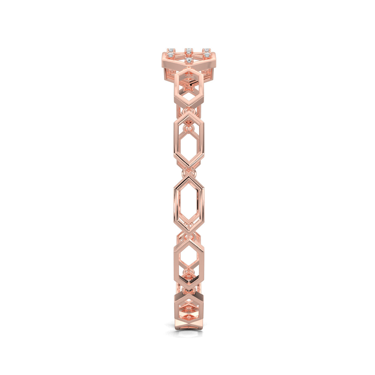 Rose Gold, Diamond Bracelet, Crystalline Hex Bracelet, Natural diamonds, lab-grown diamonds, hexagonal bracelet, six-sided links, diamond chain bracelet, luxury bracelet