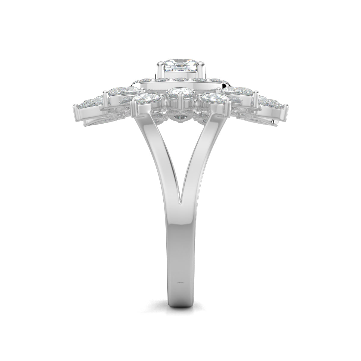 White Gold, Diamond Ring, Natural Diamond Ring, Lab-Grown Diamond Ring, Cushion Square Diamond, Halo Setting, Pear Diamonds, Celestial Jewelry, Ethical Luxury, Everyday Ring