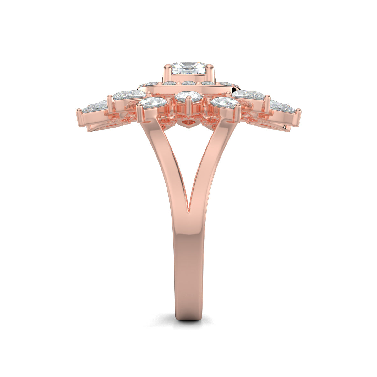 Rose Gold, Diamond Ring, Natural Diamond Ring, Lab-Grown Diamond Ring, Cushion Square Diamond, Halo Setting, Pear Diamonds, Celestial Jewelry, Ethical Luxury, Everyday Ring