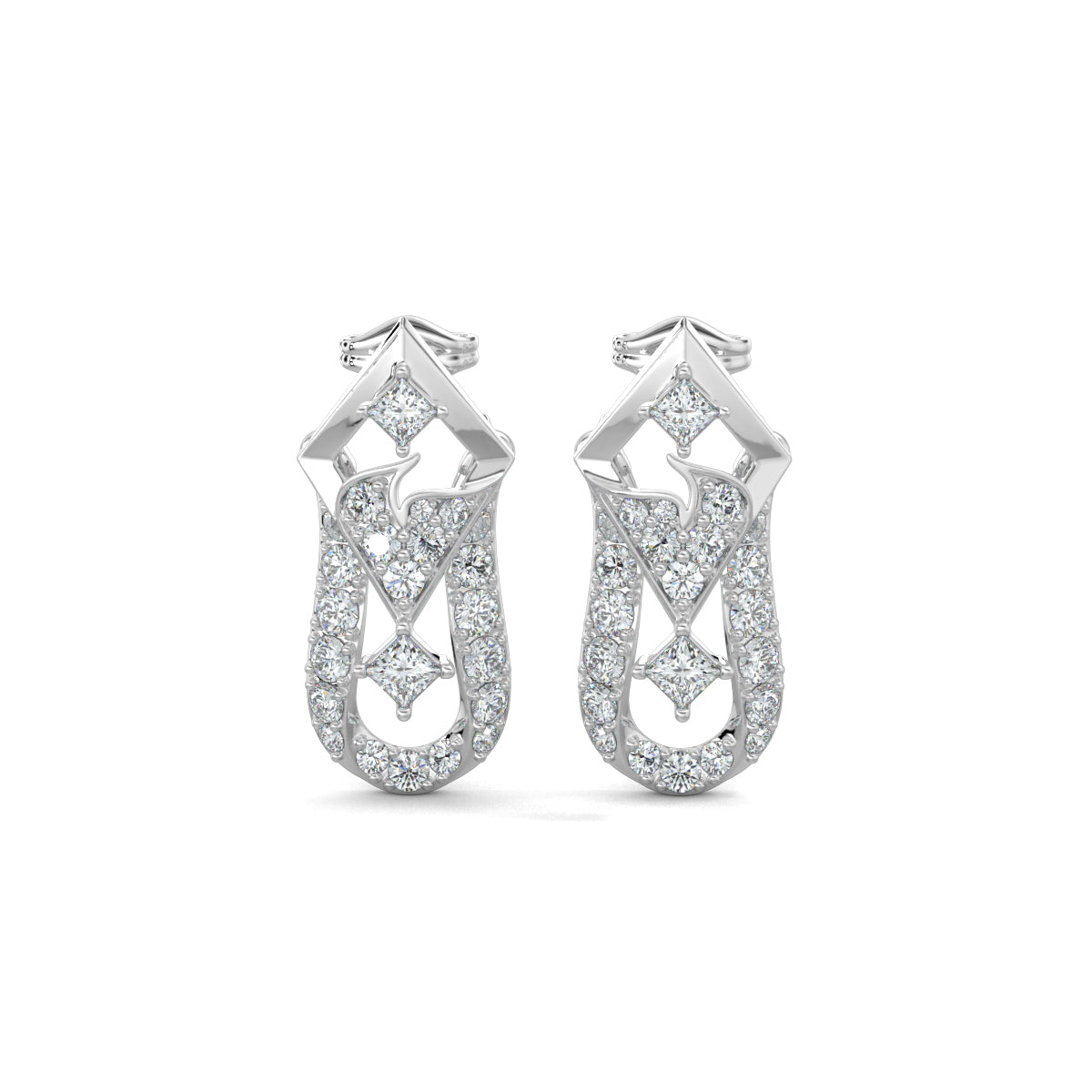 White Gold, Diamond Earrings,Art Deco-inspired diamond earrings, mid-length earrings, Natural diamonds, lab-grown diamonds, vintage earrings, glamorous jewelry
