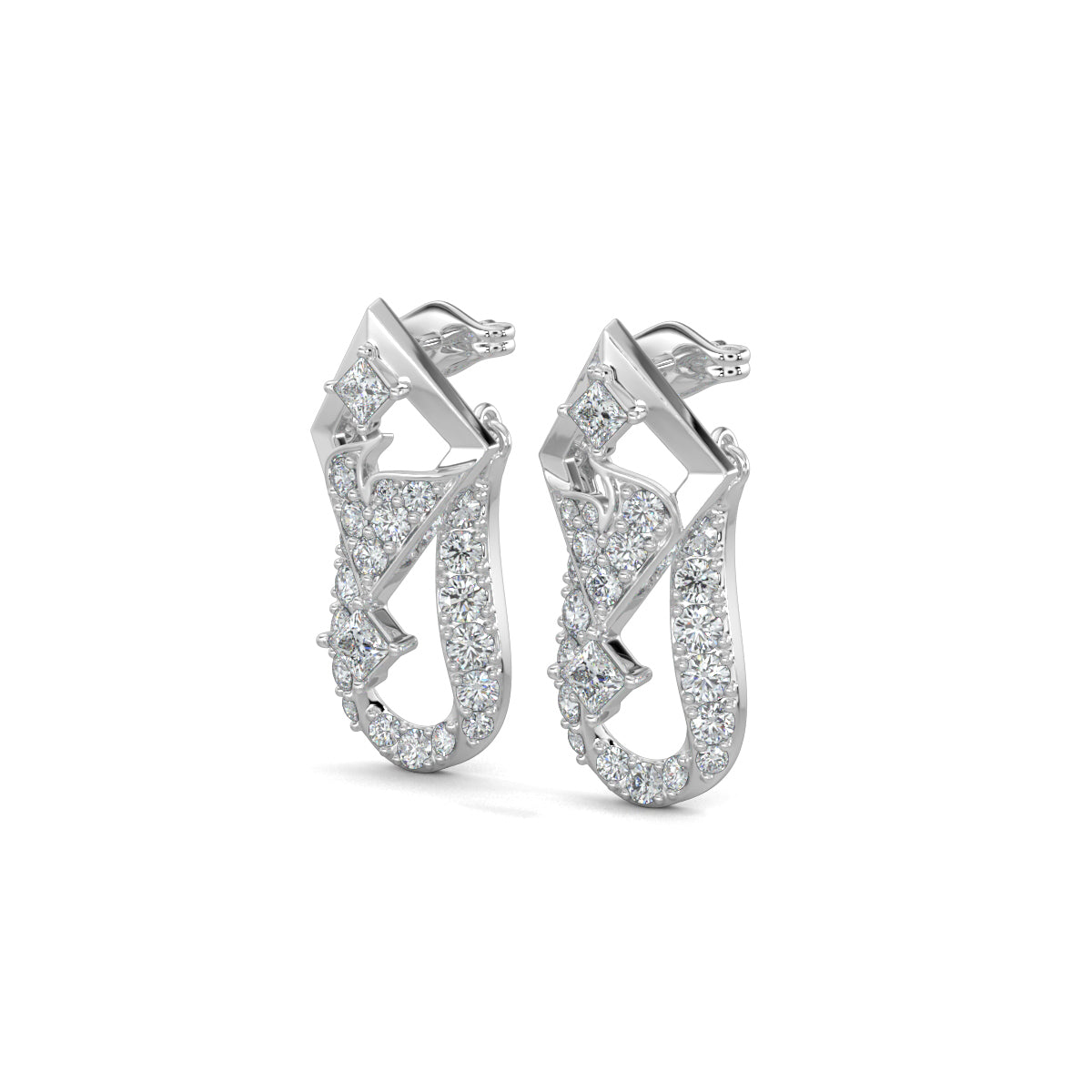 White Gold, Diamond Earrings,Art Deco-inspired diamond earrings, mid-length earrings, Natural diamonds, lab-grown diamonds, vintage earrings, glamorous jewelry
