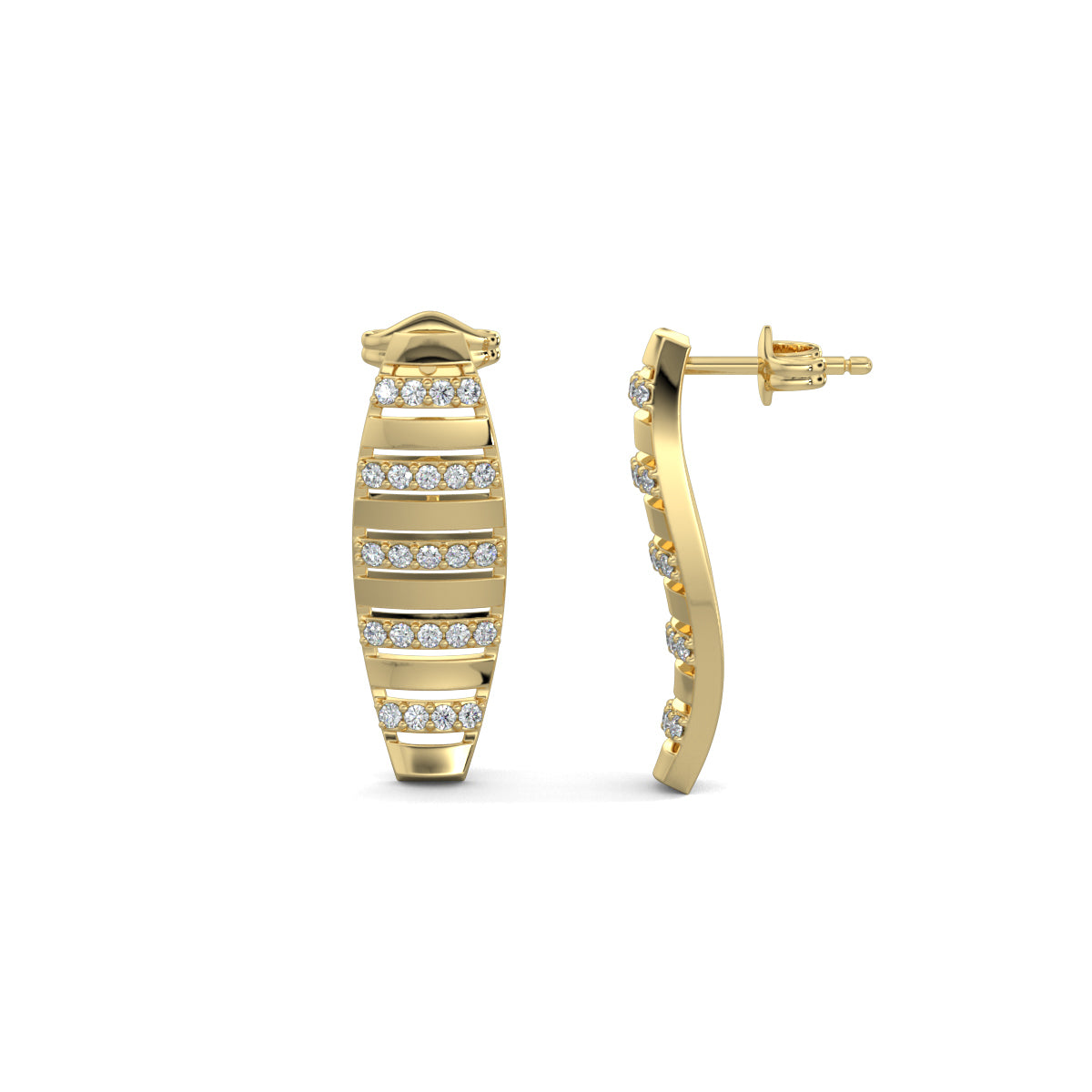 Yellow Gold, Diamond Earrings, Swirl Glow Diamond Earrings, mid-length earrings, natural diamonds, lab-grown diamonds, elegant diamond earrings, diamond swirl design, sparkling diamond jewelry.