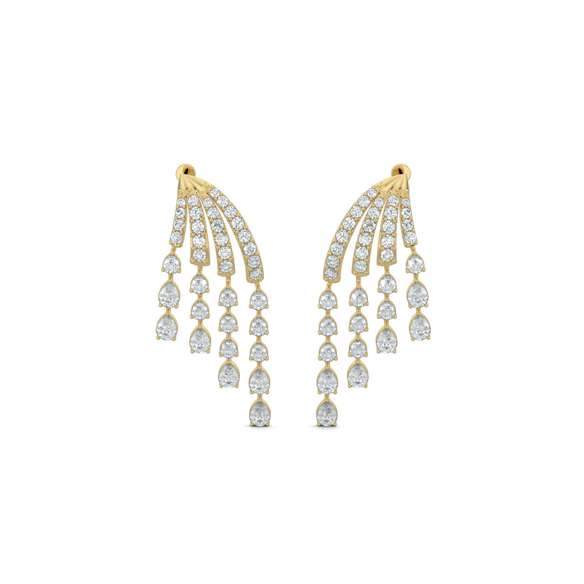 Yellow Gold, Diamond Earrings, Azure Droplet Earrings, natural diamonds, lab-grown diamonds, droplet earrings, diamond droplets, elegant earrings, nature-inspired jewelry, diamond jewelry