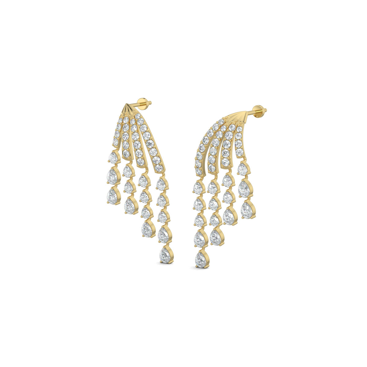 Yellow Gold, Diamond Earrings, Azure Droplet Earrings, natural diamonds, lab-grown diamonds, droplet earrings, diamond droplets, elegant earrings, nature-inspired jewelry, diamond jewelry