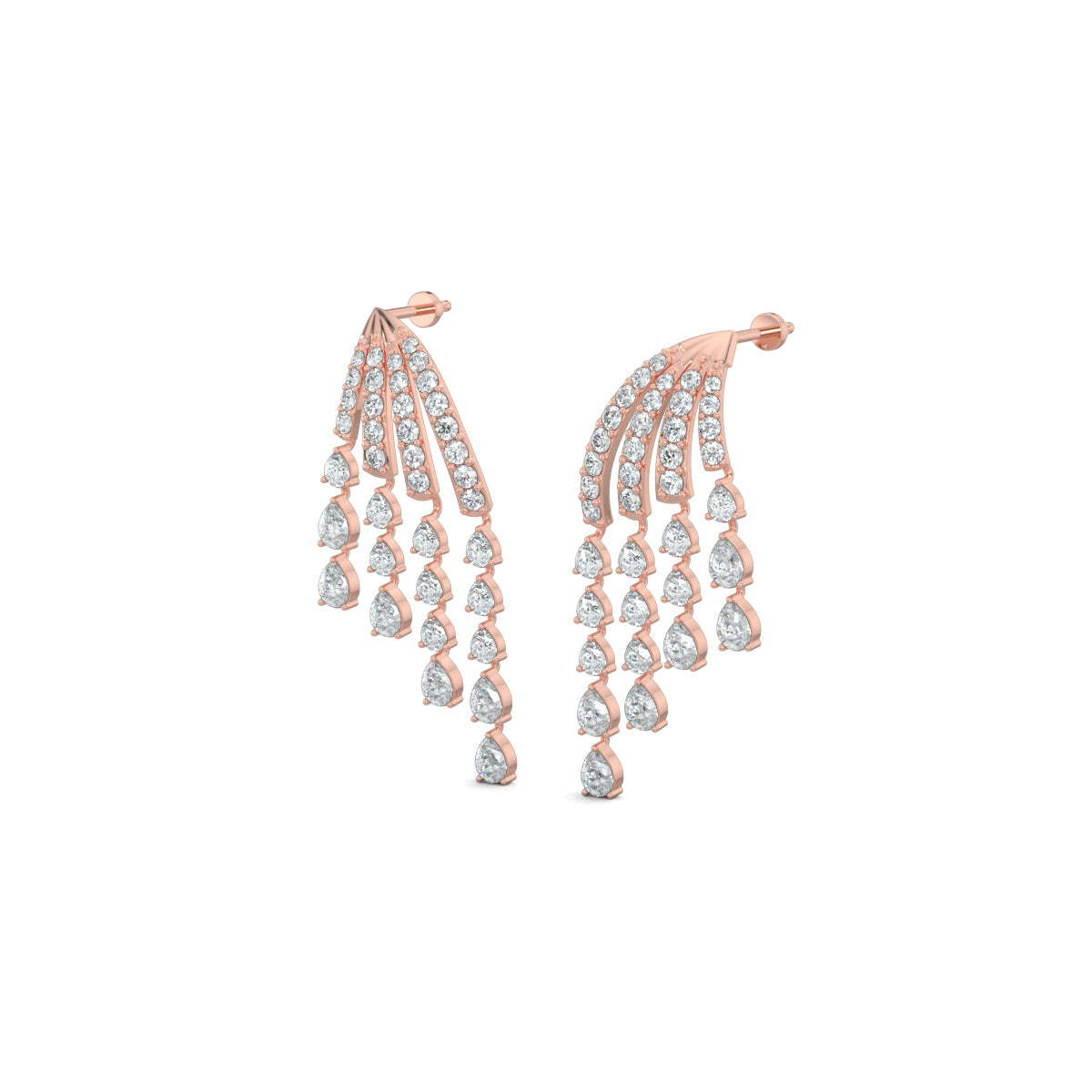 Rose Gold, Diamond Earrings, Azure Droplet Earrings, natural diamonds, lab-grown diamonds, droplet earrings, diamond droplets, elegant earrings, nature-inspired jewelry, diamond jewelry