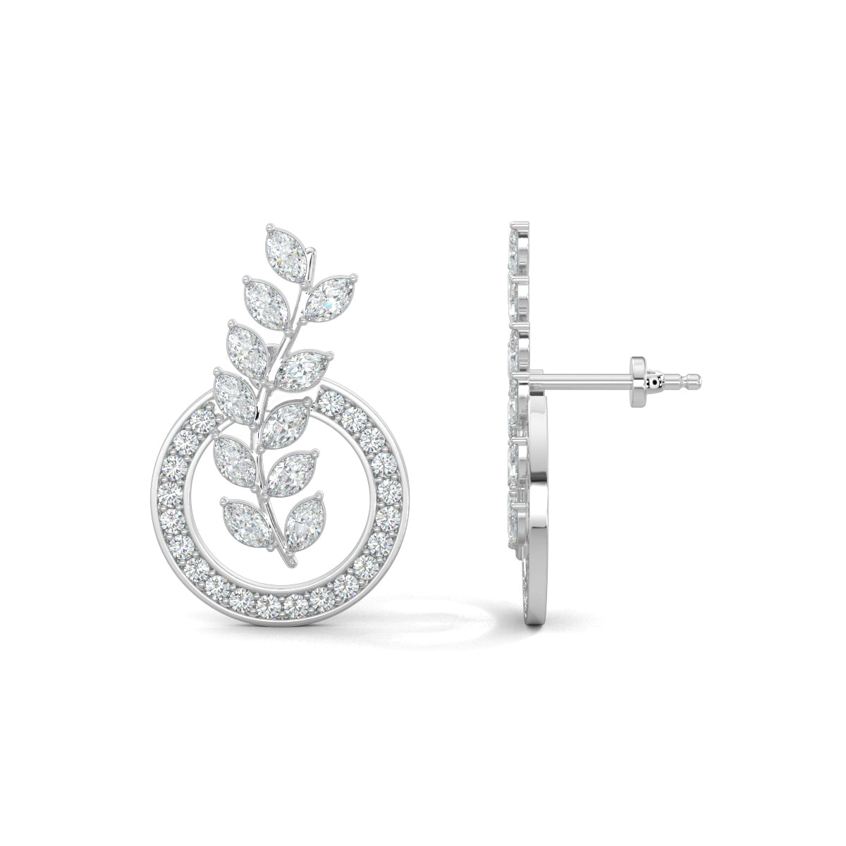 White Gold, Diamond Earrings, Natural diamond earrings, Lab-grown diamond earrings, Marquise Vine Earrings, Nature-inspired earrings, Vine-like design, Ethical diamonds, Elegance, Sparkling jewelry