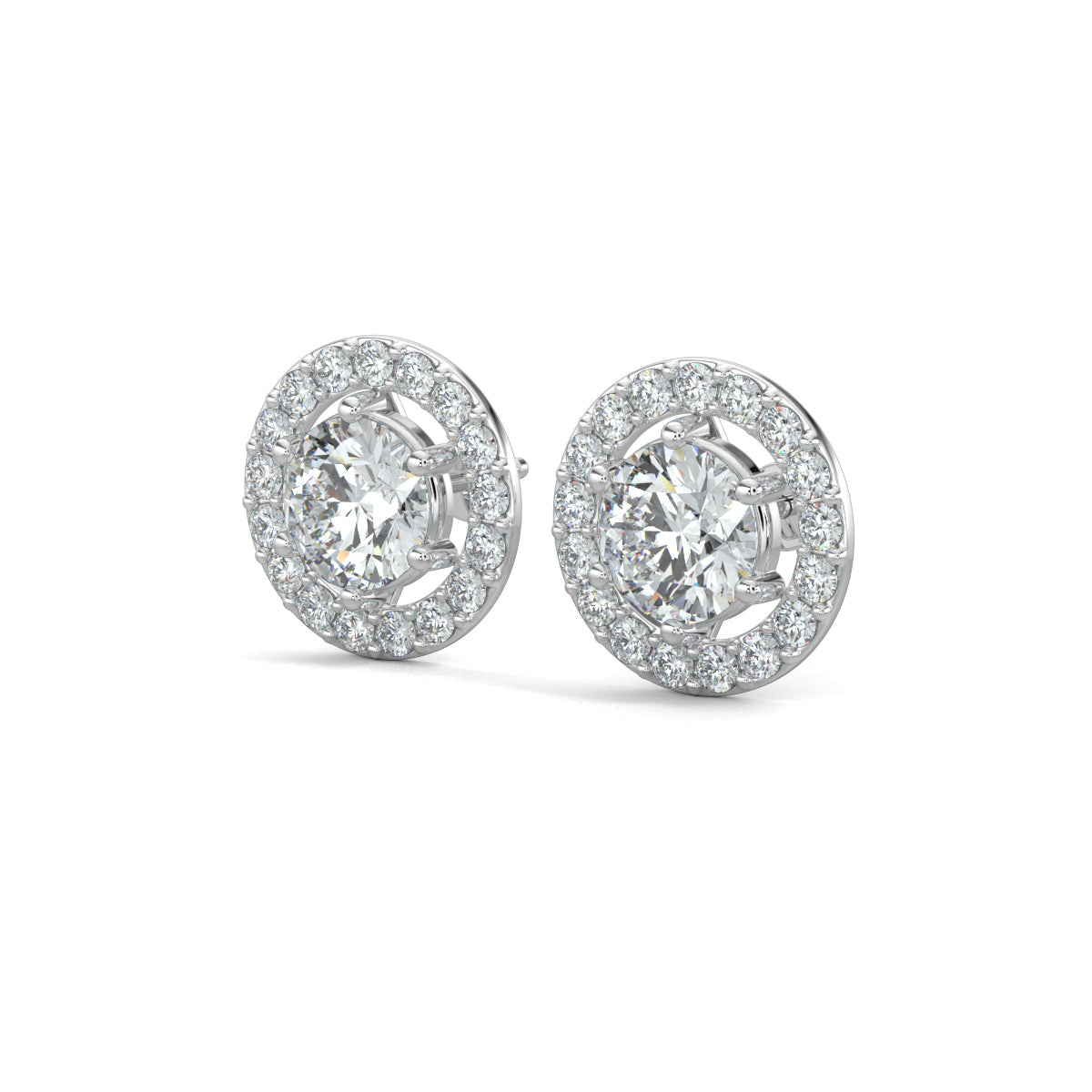 White Gold, natural diamond earrings, Lab-grown diamond earrings, Circle stud earrings, Halo setting earrings, Lumina Circle Sparkler Earrings, Sparkling diamond studs, Ethically sourced diamonds, Glamorous diamond jewelry