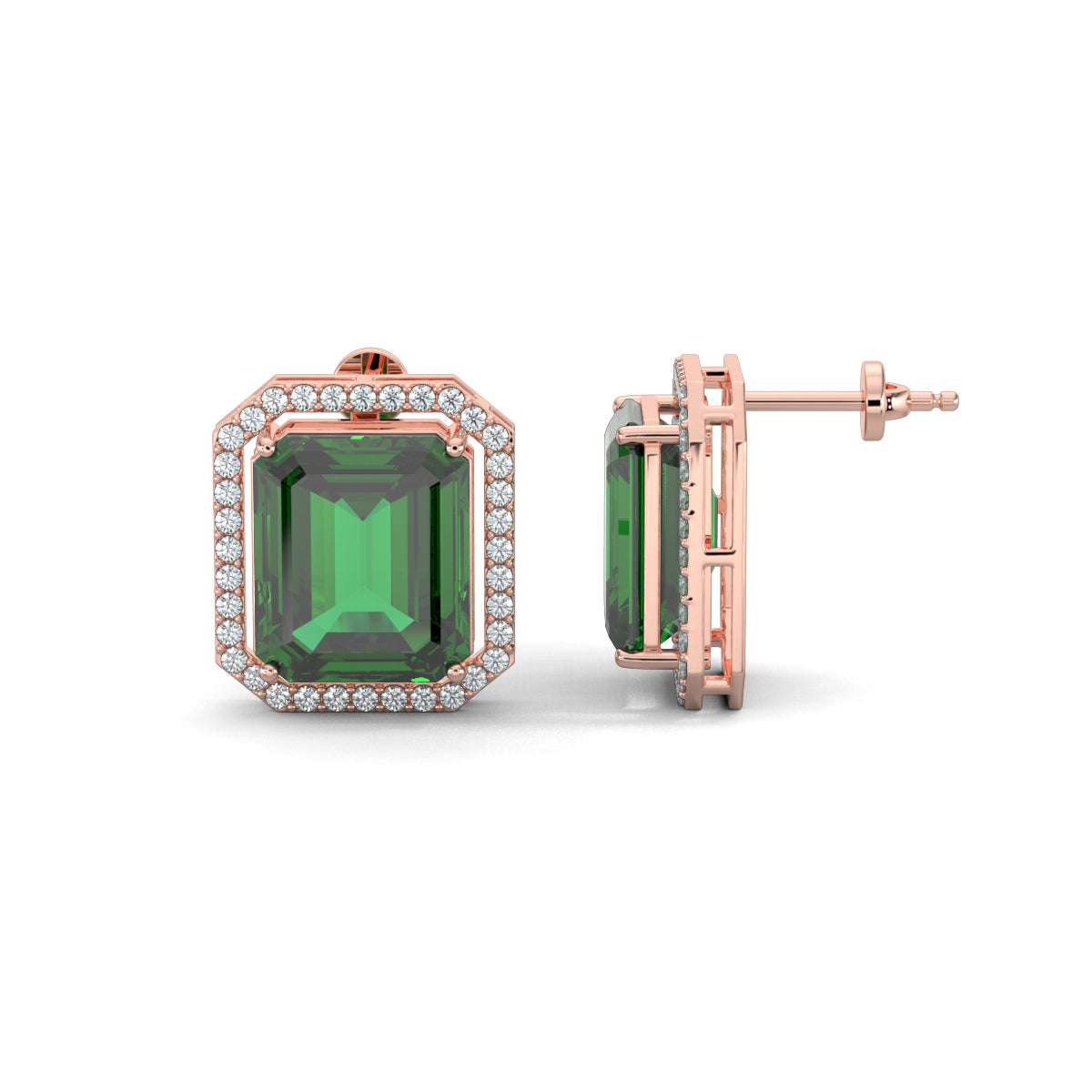 Rose Gold, 18kt, 14kt, Emerald Charm Earrings, Emerald-shaped diamonds, Timeless beauty, Jewelry,Jewellery, Fashion, Accessories, Diamond earrings