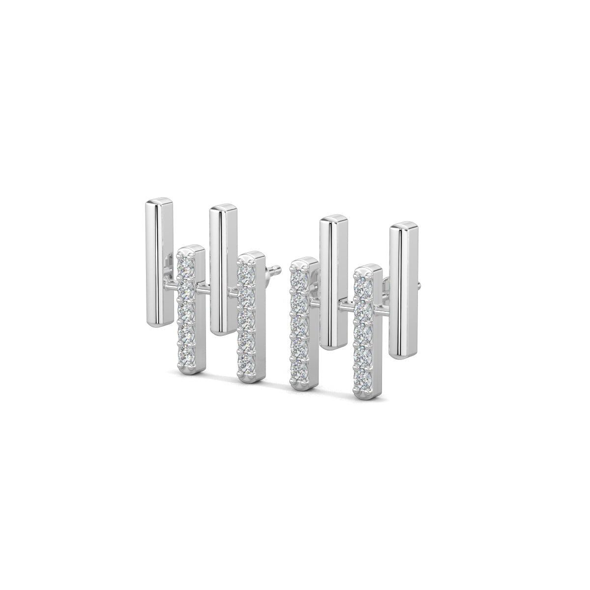 White Gold,Diamond Bar stud earrings, natural diamonds, lab-grown diamonds, diamond stud earrings, straight bar earrings, elegant earrings, jewelry accessories