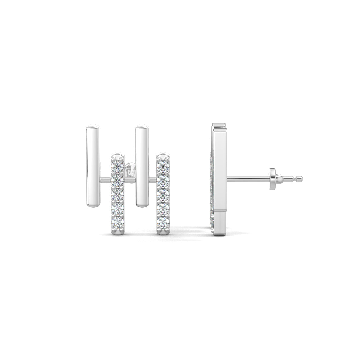 White Gold,Diamond Bar stud earrings, natural diamonds, lab-grown diamonds, diamond stud earrings, straight bar earrings, elegant earrings, jewelry accessories