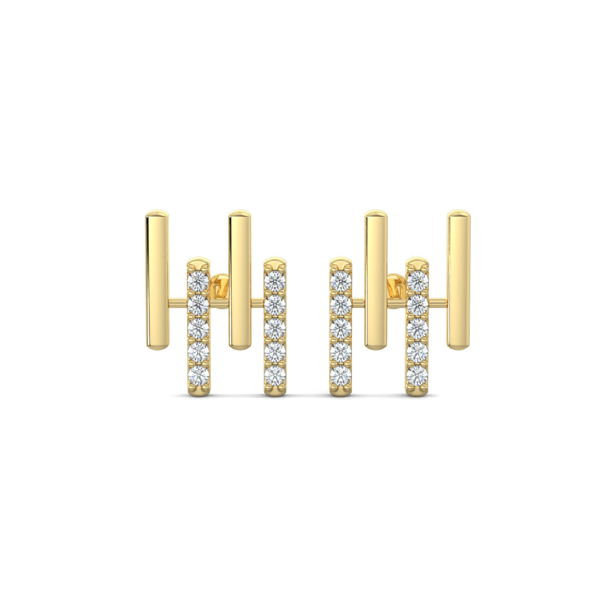Yellow Gold,Diamond Bar stud earrings, natural diamonds, lab-grown diamonds, diamond stud earrings, straight bar earrings, elegant earrings, jewelry accessories
