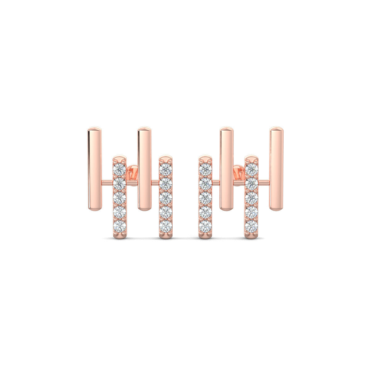 Rose Gold,Diamond Bar stud earrings, natural diamonds, lab-grown diamonds, diamond stud earrings, straight bar earrings, elegant earrings, jewelry accessories