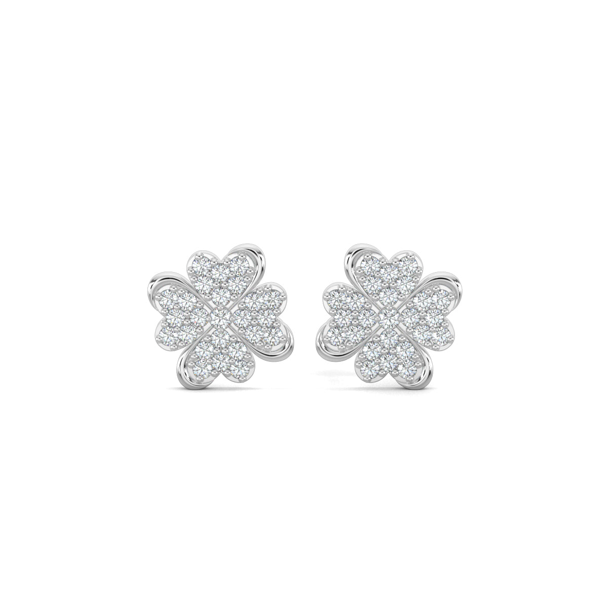 White Gold, Diamond Earrings, Heart Flower Diamond Stud Earrings, Natural Diamonds, Lab-Grown Diamonds, Flower Shape, Elegant Jewelry