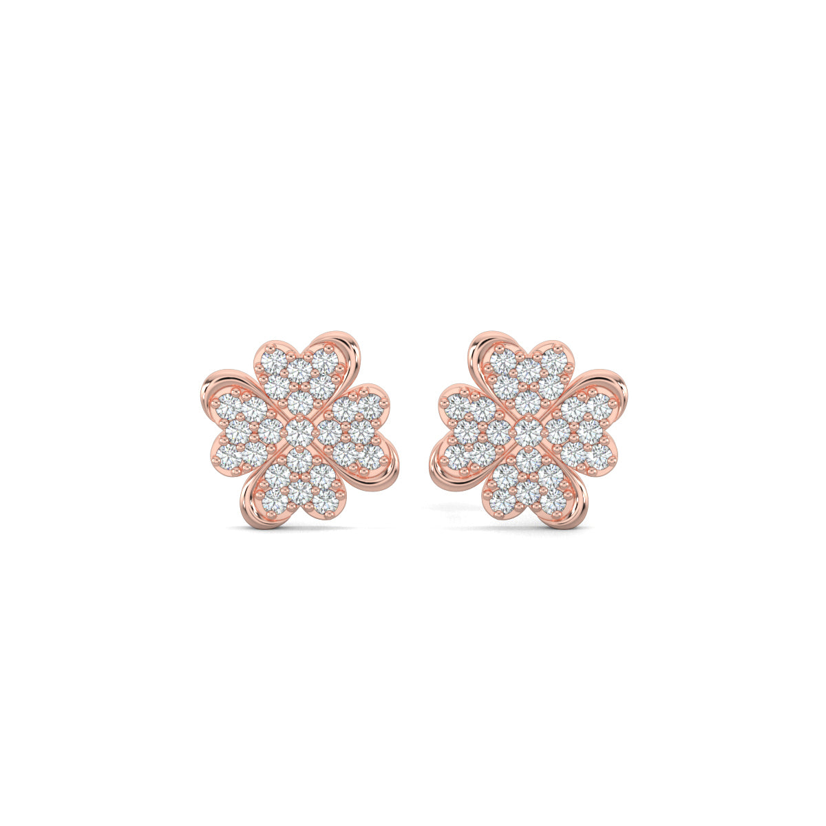 Rose Gold, Diamond Earrings, Heart Flower Diamond Stud Earrings, Natural Diamonds, Lab-Grown Diamonds, Flower Shape, Elegant Jewelry