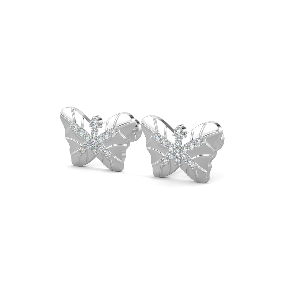 White Gold, Diamond stud earrings, butterfly shape, natural diamonds, lab-grown diamonds, exquisite jewelry, elegant earrings, shimmering diamonds, sophisticated design