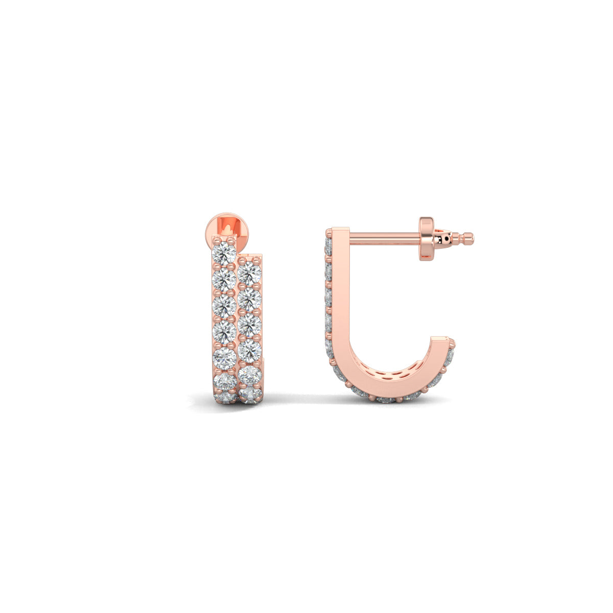 Rose Gold, Diamond Earrings, LunaDazzle Earrings, Half-bali diamond earrings, Natural Diamonds, Lab-grown diamonds, Pave diamond earrings, Luxury diamond jewelry, Contemporary diamond earrings