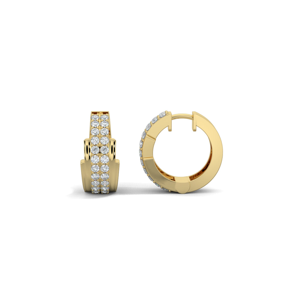 Yellow Gold, Diamond Earrings, Bali Bliss Diamond Earrings, natural diamonds, lab-grown diamonds, pave-set round diamonds, elegant earrings, sophisticated jewelry, statement earrings, glamorous accessories.
