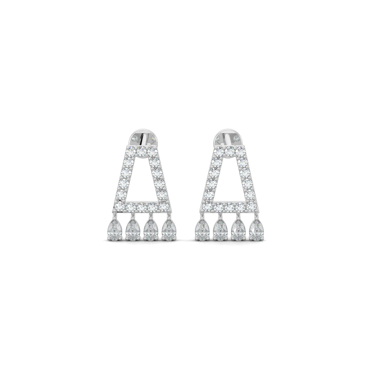 White Gold, Diamond Earrings, Natural diamond dangler earrings, Lab-grown diamond dangler earrings, Radiant diamond earrings, Exquisite diamond jewelry, Pear-shaped diamond dangle earrings, Elegant diamond danglers