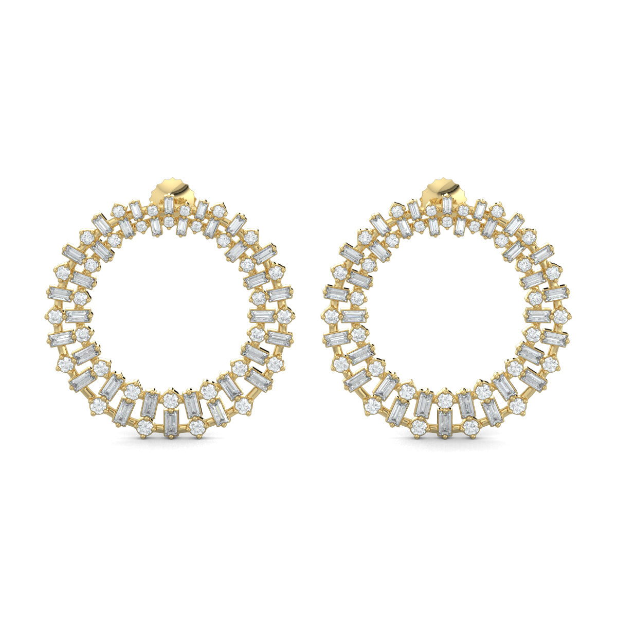 Yellow Gold, Diamond Earrings, Natural diamond earrings, Lab-grown diamond earrings, Round stud earrings, shimmering diamond earrings, elegant stud earrings