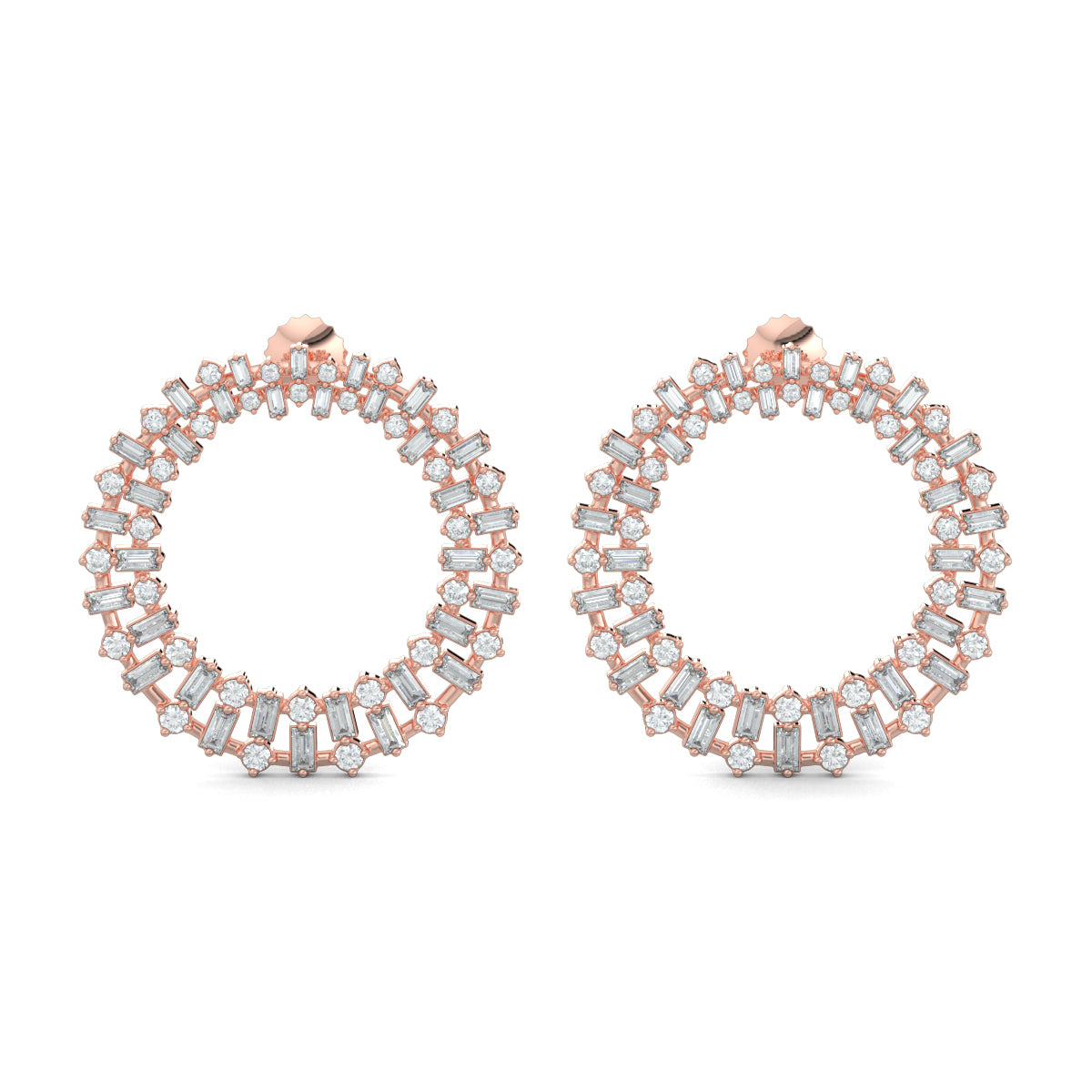 Rose Gold, Diamond Earrings, Natural diamond earrings, Lab-grown diamond earrings, Round stud earrings, shimmering diamond earrings, elegant stud earrings