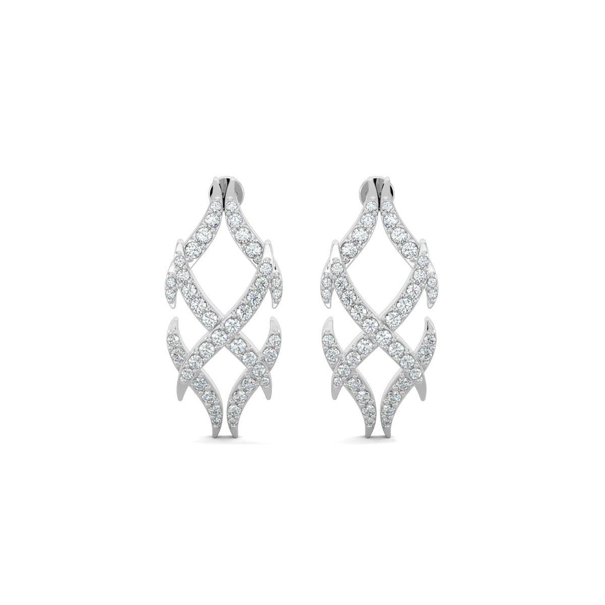 White Gold, Diamond Earrings, Italian-inspired diamond earrings, mid-length earrings, natural diamonds, lab-grown diamonds, Bella Luce Earrings, elegant jewelry, sophisticated earrings, Italian design inspired earrings.
