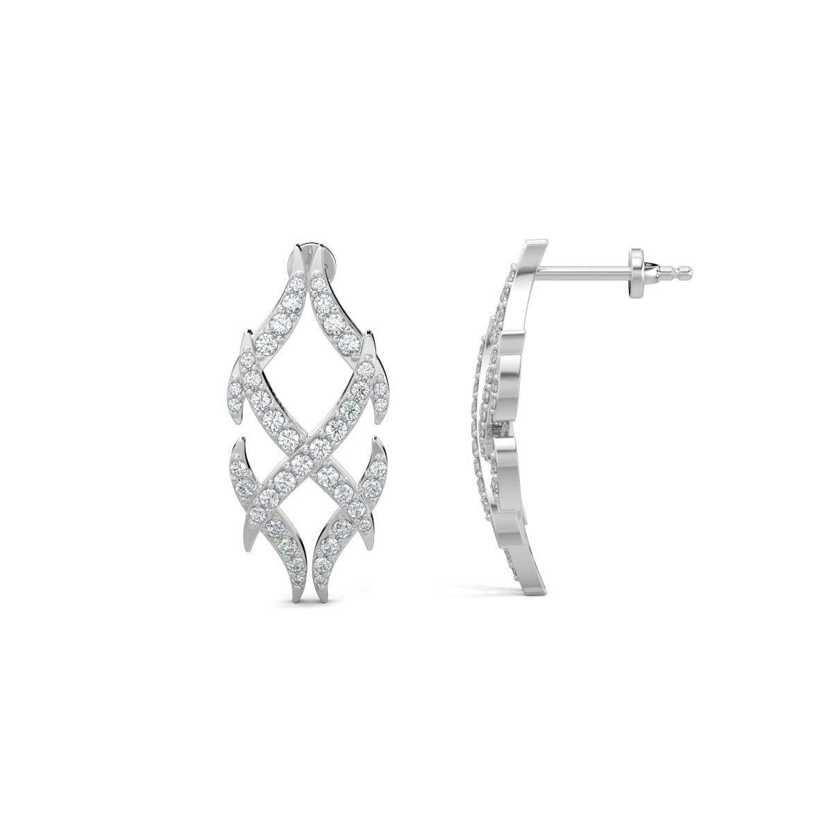 White Gold, Diamond Earrings, Italian-inspired diamond earrings, mid-length earrings, natural diamonds, lab-grown diamonds, Bella Luce Earrings, elegant jewelry, sophisticated earrings, Italian design inspired earrings.