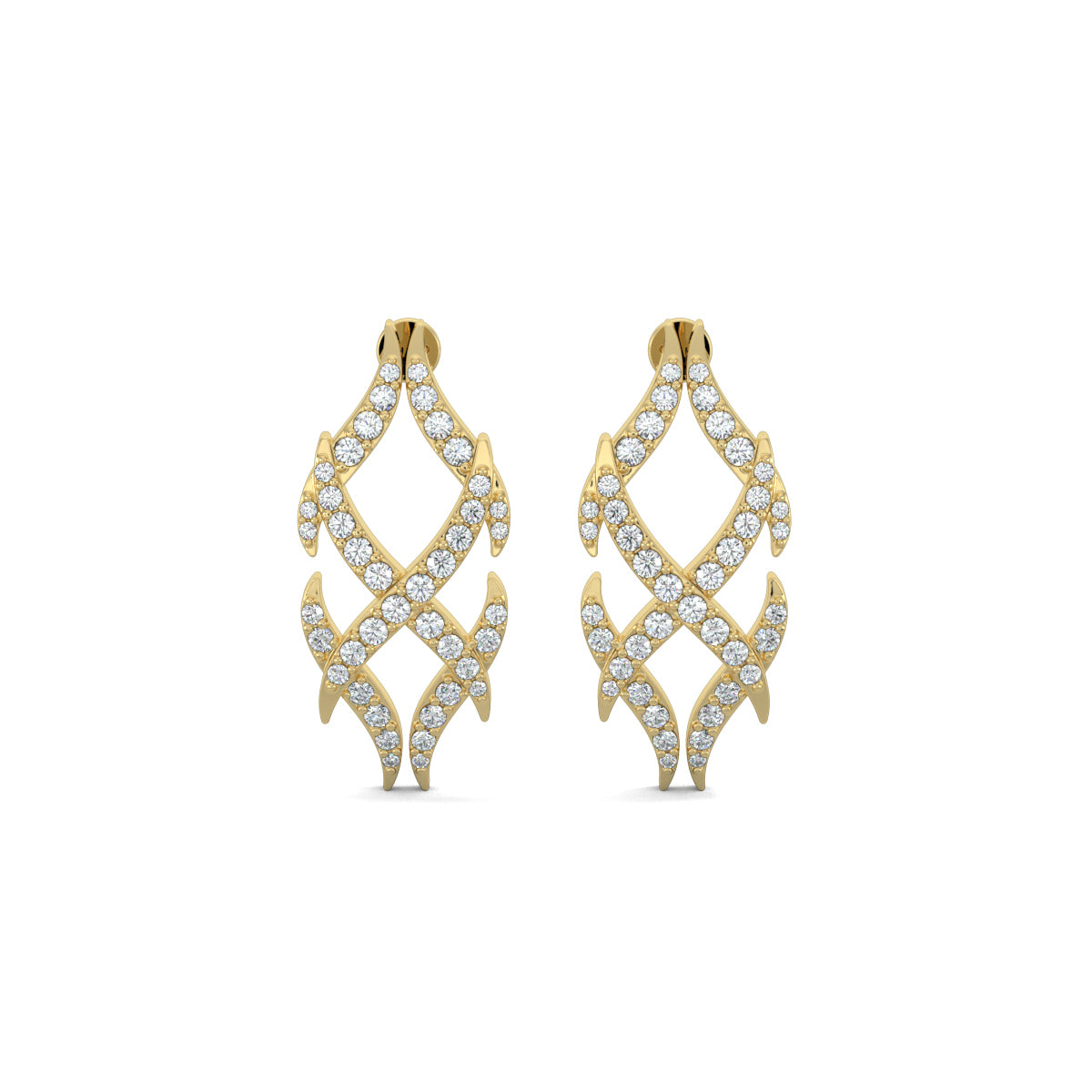Yellow Gold, Diamond Earrings, Italian-inspired diamond earrings, mid-length earrings, natural diamonds, lab-grown diamonds, Bella Luce Earrings, elegant jewelry, sophisticated earrings, Italian design inspired earrings.