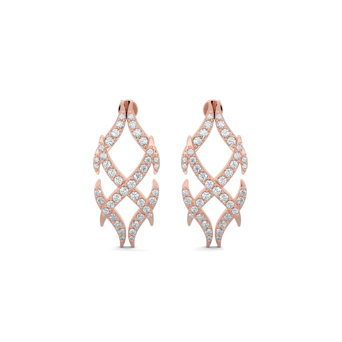 Rose Gold, Diamond Earrings, Italian-inspired diamond earrings, mid-length earrings, natural diamonds, lab-grown diamonds, Bella Luce Earrings, elegant jewelry, sophisticated earrings, Italian design inspired earrings.