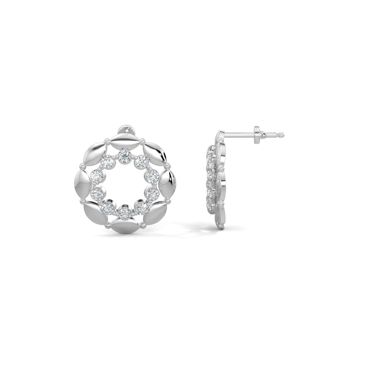 White Gold, Diamond Earrings, Vivara round diamond earrings, natural diamond studs, lab-grown diamond studs, elegant diamond earrings, round-shaped earrings, sophisticated jewelry