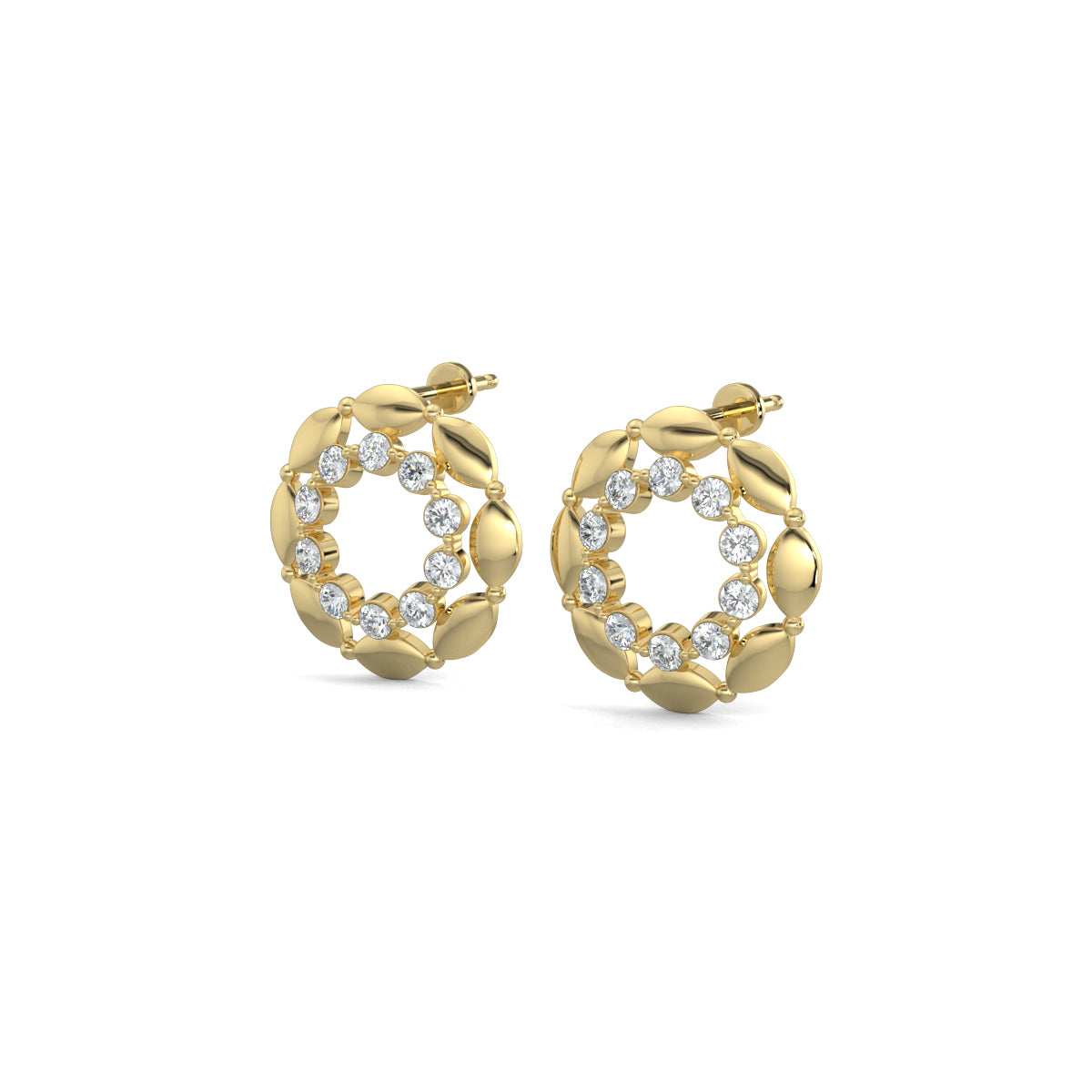 Yellow Gold, Diamond Earrings, Vivara round diamond earrings, natural diamond studs, lab-grown diamond studs, elegant diamond earrings, round-shaped earrings, sophisticated jewelry
