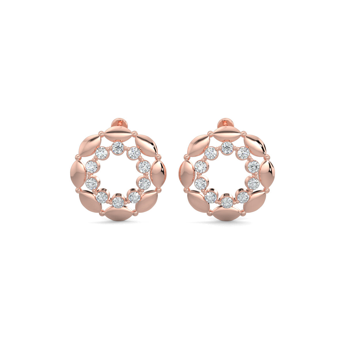 Rose Gold, Diamond Earrings, Vivara round diamond earrings, natural diamond studs, lab-grown diamond studs, elegant diamond earrings, round-shaped earrings, sophisticated jewelry