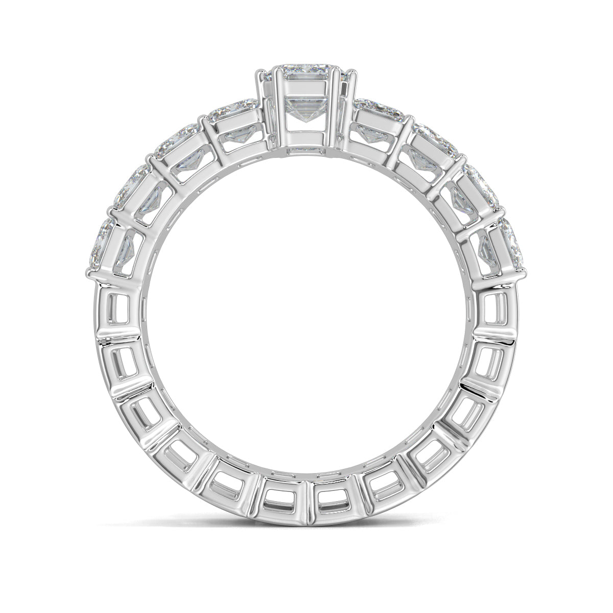 White Gold, Diamond Ring, Exquisite Emerald Eternity Band, Natural Diamonds, Lab-Grown Diamonds, Gallery-Normal Band, Emerald Solitaire, Eternity Band, Emerald shape Ring