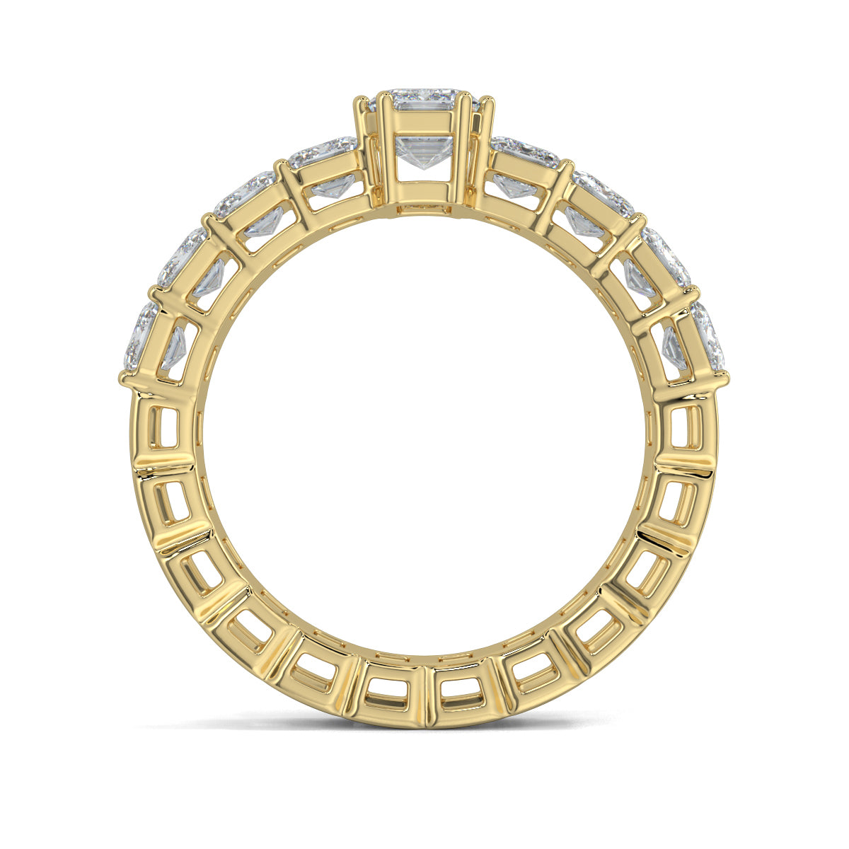 Yellow Gold, Diamond Ring, Exquisite Emerald Eternity Band, Natural Diamonds, Lab-Grown Diamonds, Gallery-Normal Band, Emerald Solitaire, Eternity Band, Emerald shape Ring