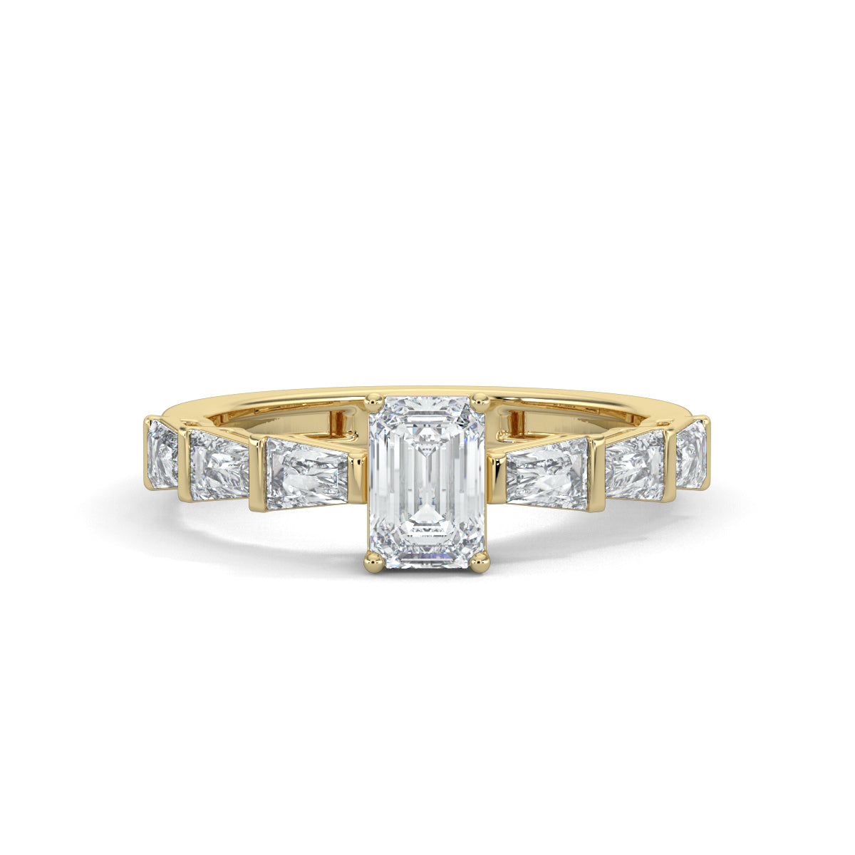 Yellow Gold, Diamond Ring, Verdant Vow Eternity Band, emerald solitaire diamond ring, natural diamond jewelry, lab-grown diamond jewelry, elegant eternity band, sustainable diamond ring, luxury engagement ring